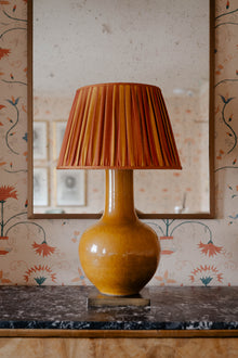 18" Gathered Fabric Lampshade – Ionic Stripe Copper