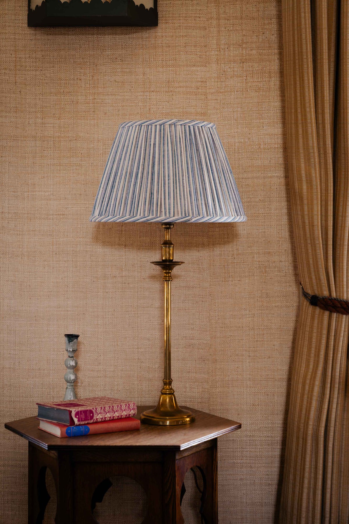 14" Gathered Fabric Lampshade – Vintage Thornton Stripe