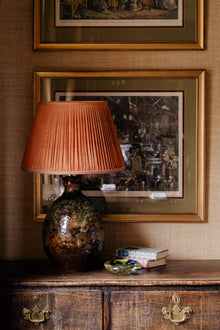 16" Gathered Fabric Lampshade – Cognac Cotton