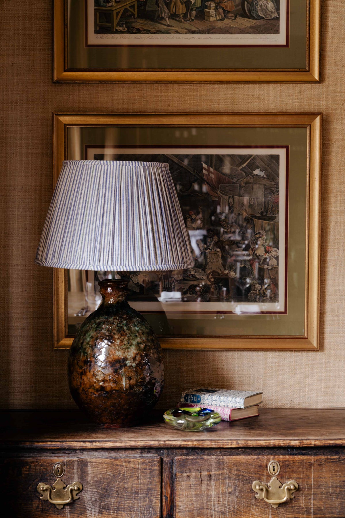 16" Gathered Fabric Lampshade – Vintage Helmsley Stripe