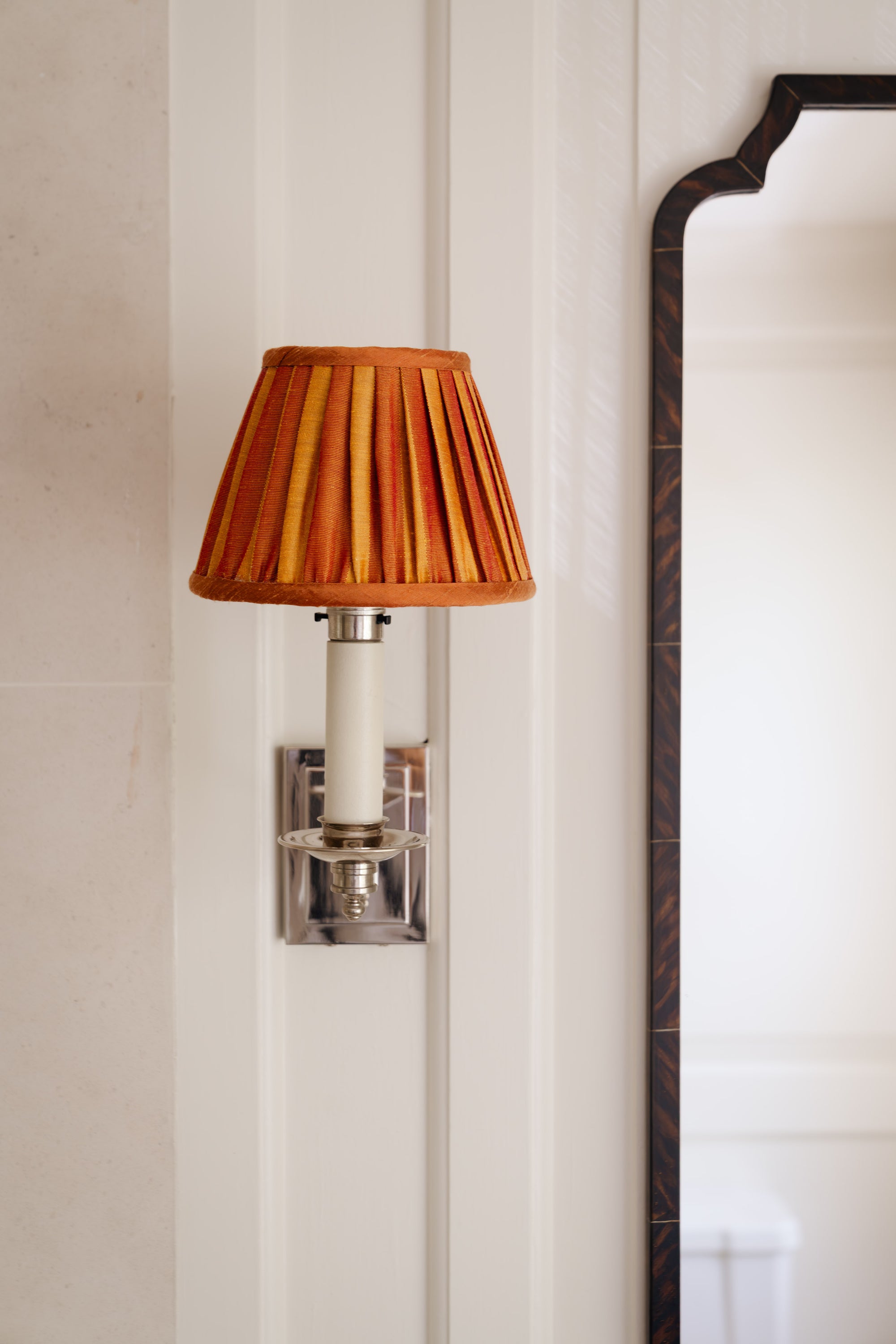 7" Gathered Fabric Lampshade – Ionic Stripe Copper