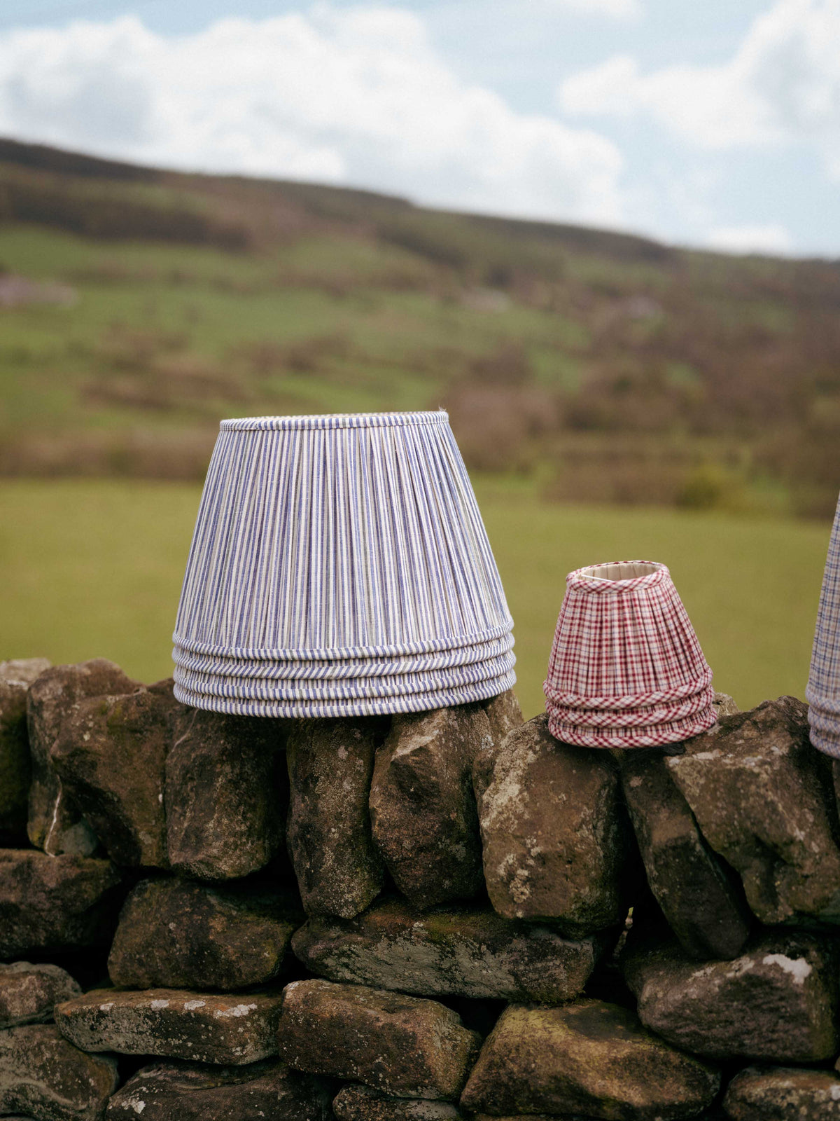 16" Gathered Fabric Lampshade – Vintage Helmsley Stripe
