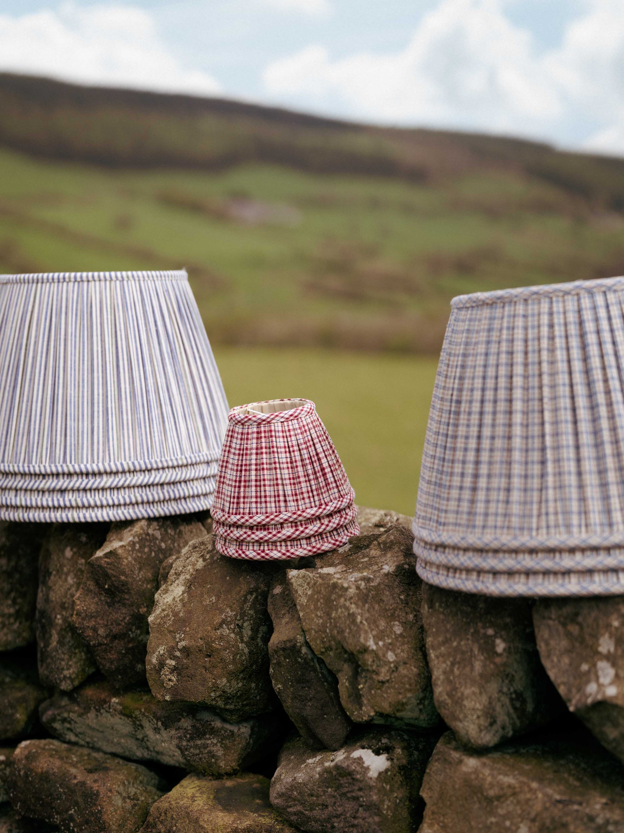7" Gathered Fabric Lampshade – Vintage Rosedale Check