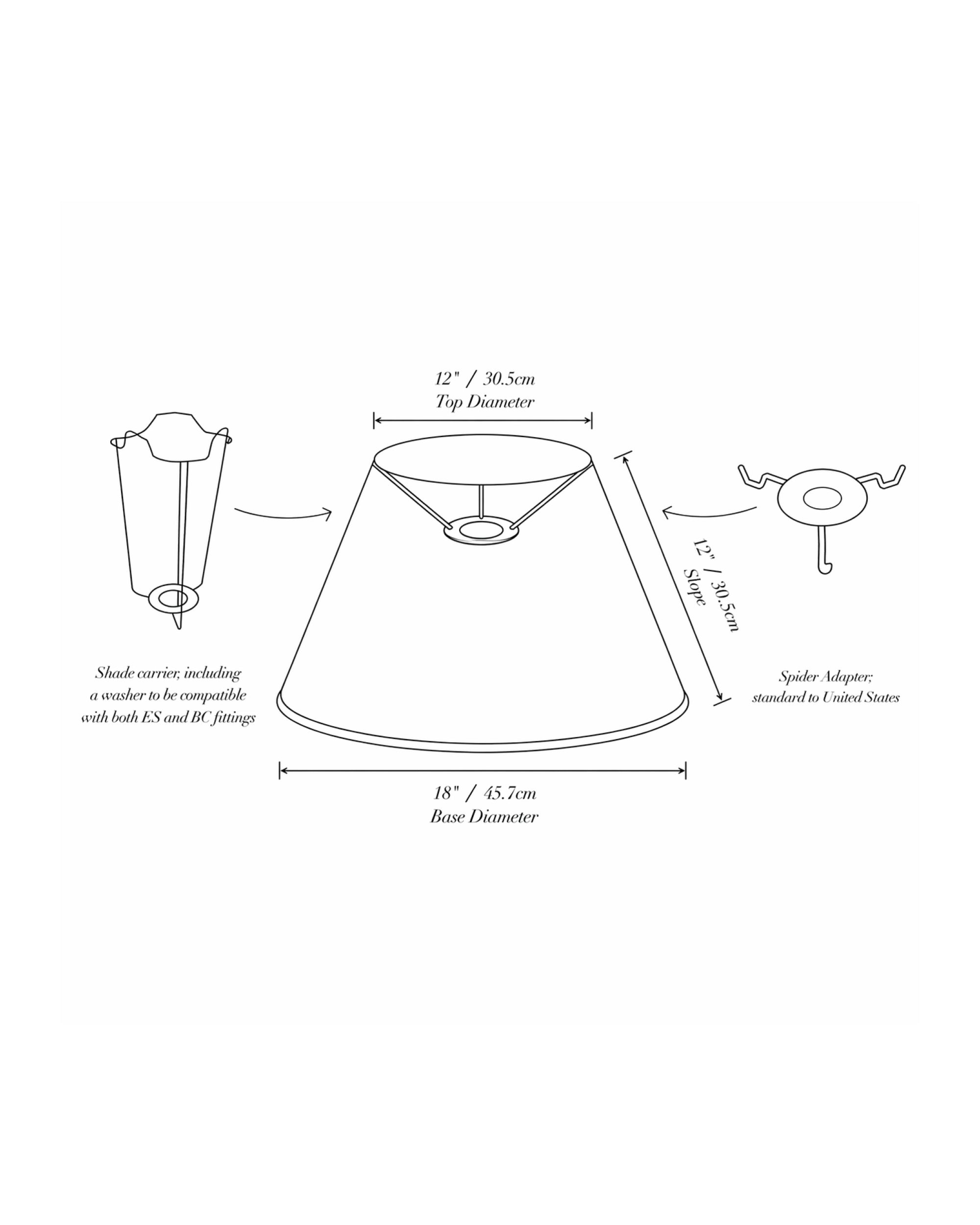 18" Gathered Fabric Lampshade – Ionic Stripe Copper